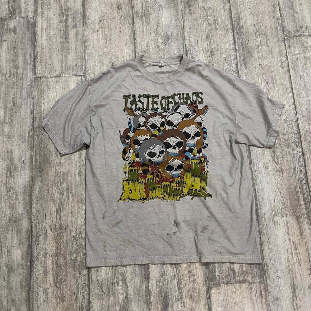 Taste of chaos tour cyber y2k skull t shirt